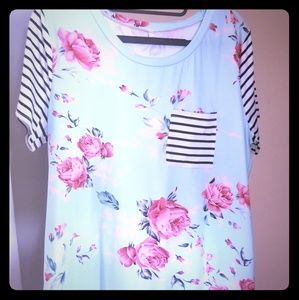 XL light blue/floral blouse.